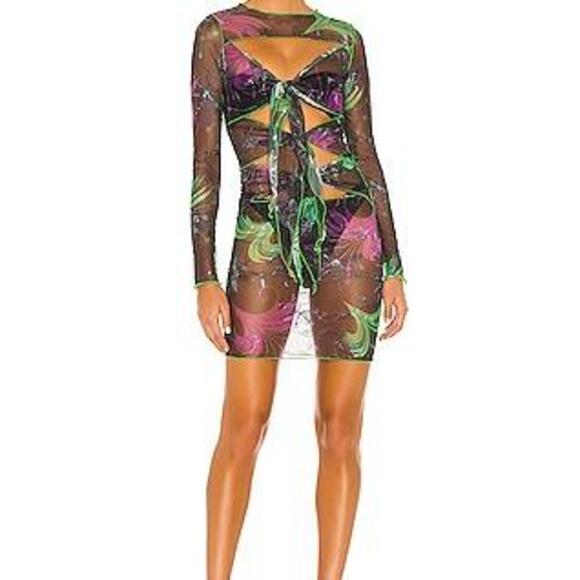 Multi Tie Mesh Dress in Black